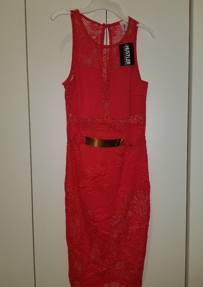 Sexy Red Lace Hustler Dress Bodysuit NWT
